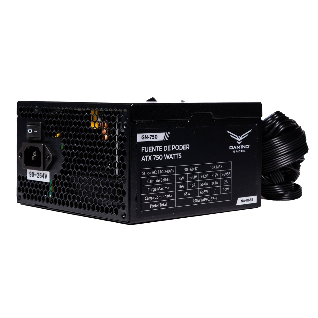 Fuente de poder Naceb 750W Atx Modular 80+ Bronze NA-0635 -