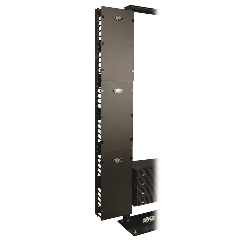 Organizador de Cable Vertical de Alta Capacidad - 30.48 cm [12 pulgadas] - Ducto de peine doble con tapa SRCABLEVRT12
