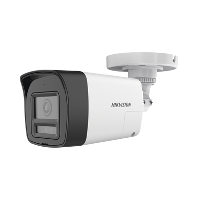 [DS-2CE16U0T-LTS] [Audio Bidireccional + Dual Light + ColorVu] Bala TURBOHD 4K (8 Megapixel) / Lente 2.8 mm / 30 mts IR EXIR + 20 mts Luz Blanca / Micrófono y Bocina Integrado / Exterior IP67 / Metal / dWDR