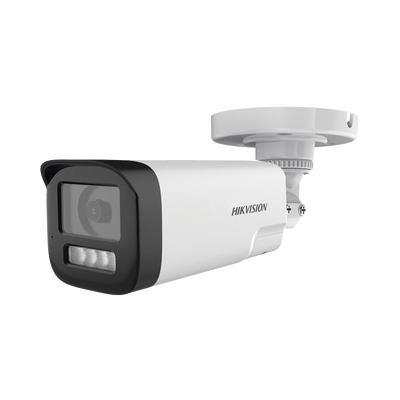 [DS-2CE19U0T-LTS] [Audio Bidireccional + Dual Light + ColorVu] Bala TURBOHD 4K (8 Megapixel) / Lente 3.6 mm / 80 mts IR EXIR + 80 mts Luz Blanca / Micrófono y Bocina Integrado / Exterior IP67 / Metal / dWDR