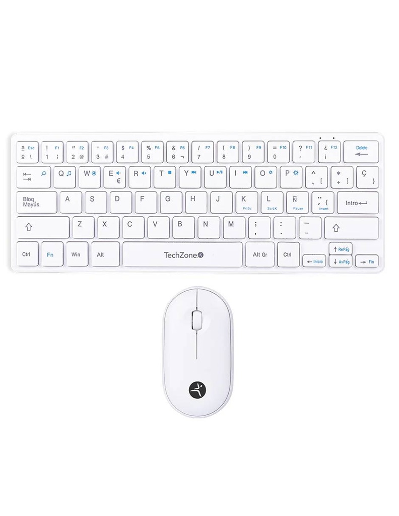 Combo Inalámbrico Young Pop White TECHZONE - color blanco, 64 teclas, 1200 DPI, compatibilidad con Windows y MacOS