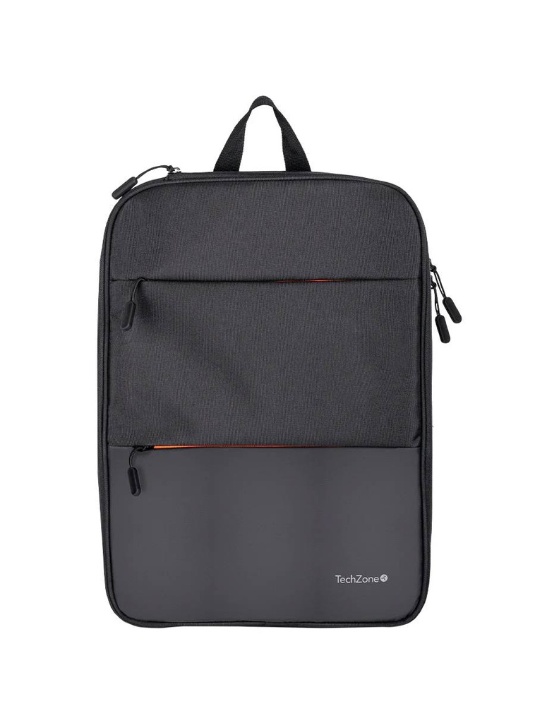 Backpack EXPAND TZLBP14 TECHZONE de 16 pulgadas color negro - múltiples compartimientos, garantía limitada de por vida
