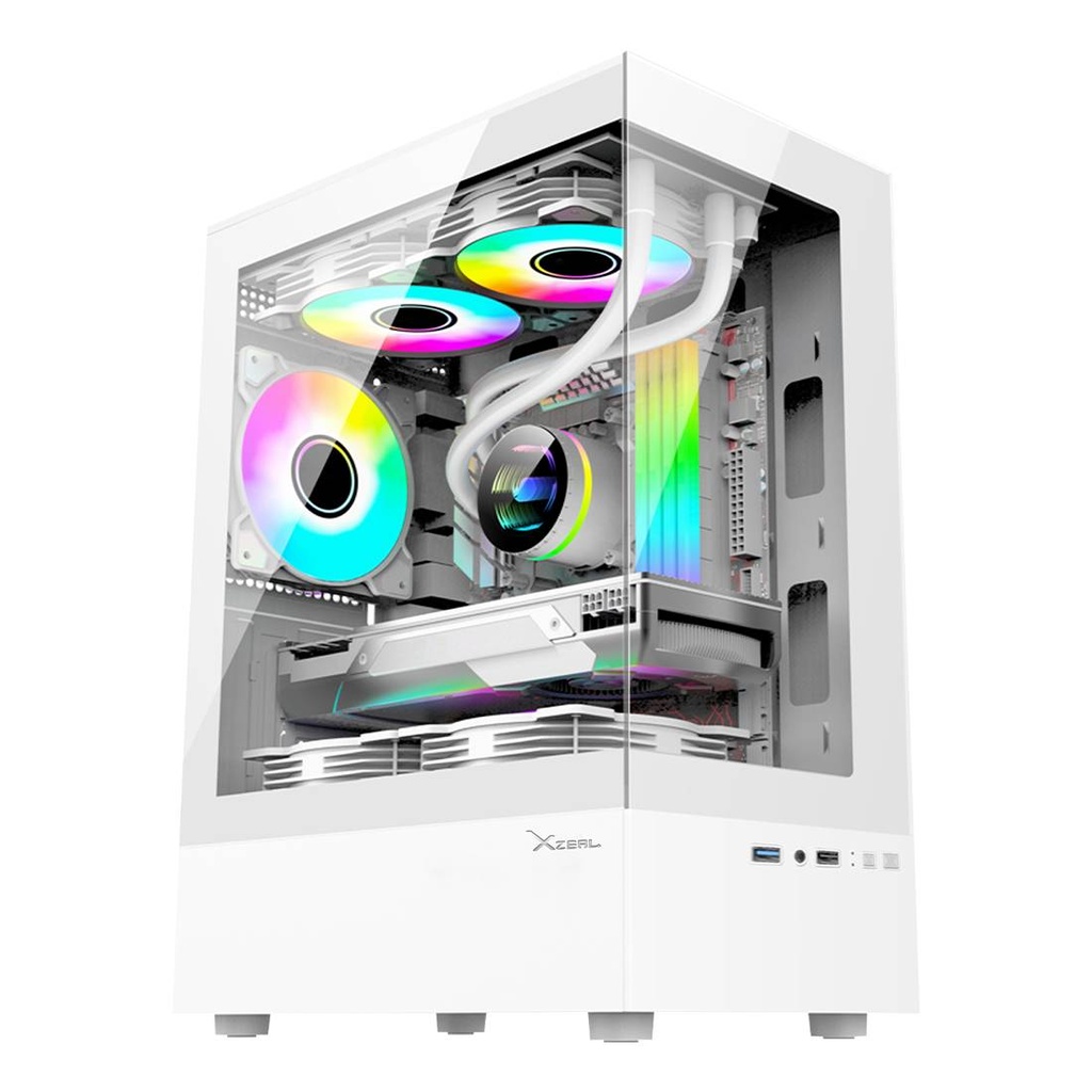 Gabinete Xzeal X-Zynergy M-ATX/ITX XZGAZNY1W Espacios PCI 4 espacios de expansión RGB - BLANCO