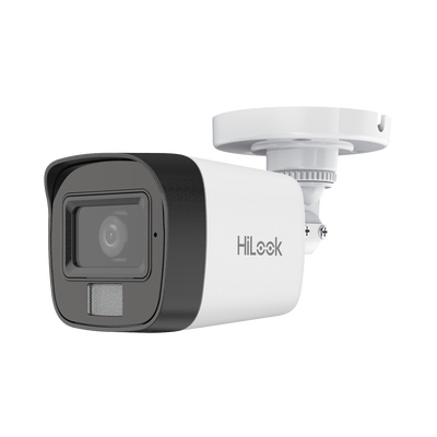 [Dual Light] Bala IP 2 Megapixel (1080p) / Lente 2.8 mm / Ángulo de visión 101° / 20 mts IR + 15 mts Luz Blanca / Micrófono Integrado / ACUSENSE Lite / Exterior IP67 / PoE / dWDR / H.265+ / ONVIF