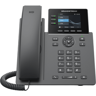 Teléfono IP Grado Operador / 3 Líneas / 12 Botones Virtuales Multiuso / Pantalla LCD 2.8 Pulgadas / Puertos Gigabit con PoE / Audio HD / Compatible con GDMS