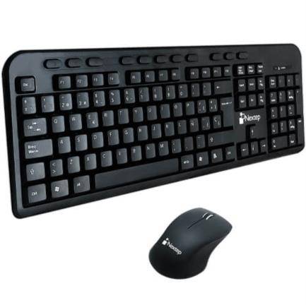 Teclado y Mouse Nextep NE-415 Inalámbrico USB Negro velocidad del Mouse 1 - 000 DPI 3 botones 104 teclas  utiliza 1 batería AAA Conectividad Windows /IOS