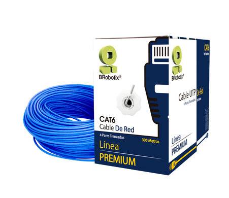 Bobina UTP - CAT6, 305 m, Interior, Azul, CCA, en Caja Protectora, c/Tubo Despachador, Metreada, Ideal p/RED / CCTV, BROBOTIX 6006795