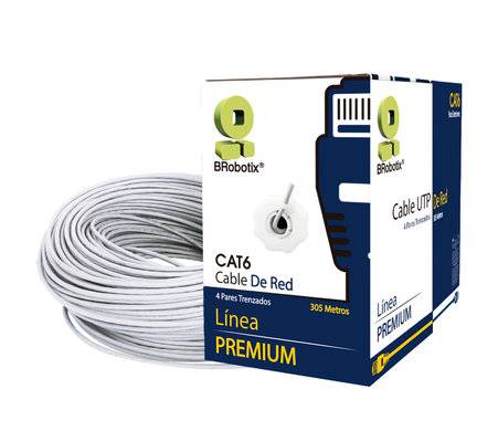 Bobina UTP - CAT6, 305 m, Interior, Blanco, CCA, en Caja Protectora, c/Tubo Despachador, Metreada, Ideal p/RED / CCTV, BROBOTIX 6006801