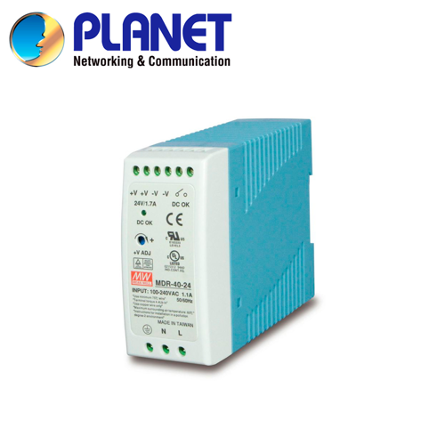 Fuente de poder industrial planet pwr-40-24 / entrada 85-264vca/120-370vcd / salida 24vcd 40w 1.7a / instalacion din-rail / ideal para switches industriales (minimo de compra 4 piezas)