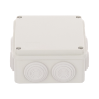 Caja Derivación-Conexión de Plástico (100 X 100 X 54 mm) con 7 Glándulas de Goma. Para Instalaciones Comerciales, Residenciales e Industriales. Incluye Tornillería para su Tapa. 