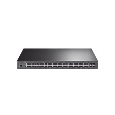 [TL-SG3452XP] Switch L2+ Omada PoE+ / 48 Puertos PoE+ 10/100/1000 Mbps / 4 Puertos SFP+ 10G / 2 Puertos Consola (RJ45 y microUSB) / Administración Centralizada Omada o Stand-Alone / Multicast IGMP / Calidad de Servicio / Presupuesto PoE 500W / Montaje en Rack
