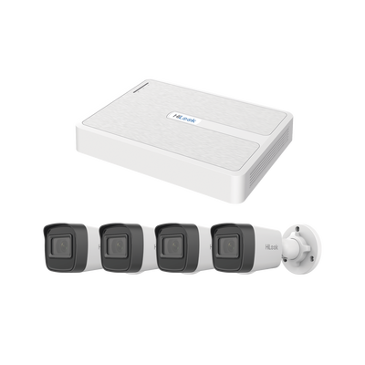 Kit IP 2 Megapixel / NVR de 8 Canales con 8 Puertos PoE  / 4 Cámaras IP Bala para Exterior