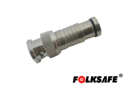 Conector folksafe rg59 compresion bnc macho, diseñado para rápida conexión, requiere pinza para compresion cbah1alt01, utilizar cable coaxial rg59, medidas del conector 14.5 x 42 mm