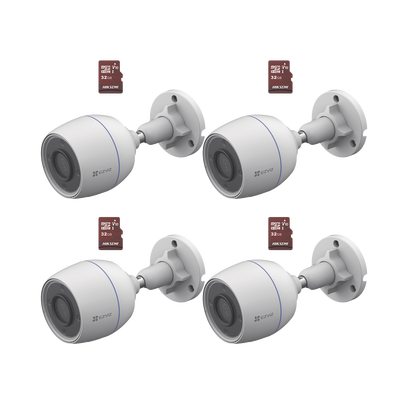 [CSH3C/KM4] Kit de Camaras WiFi, Incluye 4 Piezas CS-H3C y 4 Piezas HS-TF-E1/32G  / Detección de Movimiento 