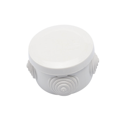 Caja Derivación-Conexión de Plástico Circular con 4 Glándulas de Goma (70 diámetro X 48 alto mm). Para Instalaciones Comerciales,  Residenciales e Industriales. Cerrado a Presión. 