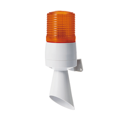 Luz LED con patrones de destello fijo y destellante con buzzer incorporado de alto volumen Máx. 95 dB color Ámbar 110 VCA