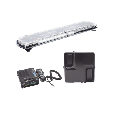 Kit de Sirena Vehicular H2 Covert, Bocina ultradelgada y Torreta 48" Serie 12 con 130 LED, dual color rojo/azul/claro/ambar, ideal para equipar unidades de policia