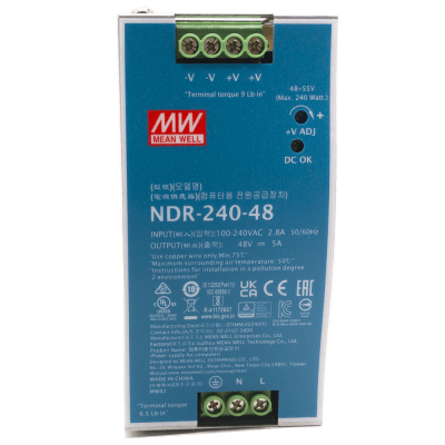 Fuente de Poder Industrial / 240 Watts / Salida 48 VCD / 5 Amp / Montaje Riel Din