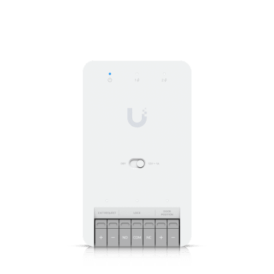 Centro de Control de Acceso Compacto Ubiquiti UniFi / Terminal de Bloqueo 12V / Entradas Adicionales Sensor y Botón / Alimentación PoE++ / Conexión para Dos Lectores o Cámaras / Uso Interior