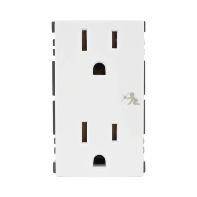 Módulo Dúplex de Contactos Eléctricos 10A 127V Color Blanco / Compatible con Cajas para Pavimento SM-CPAV-2 y SM-CPAV-4 / Requiere Adaptador SM-ADAP-FP para Fijación / Modelo 25424-30