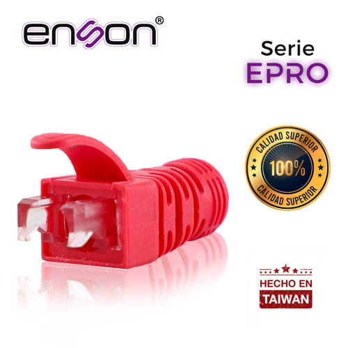Bota para cable utp enson epro-boot-rd color rojo ideal para el terminado y cuidado del rematado, compatible con cat5e/6/6a y con plugs enson epro-plug