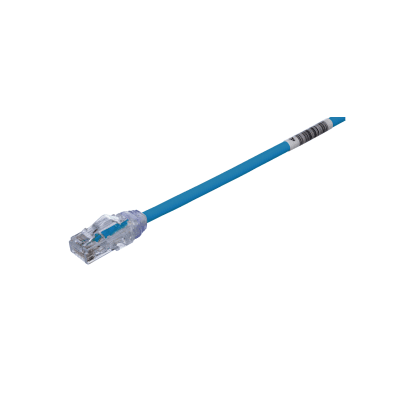 Cable de Parcheo UTP Cat6A, CM/LSZH, Diámetro Reducido (28AWG), Color Azul, 0.61 Metros (2 Pies)