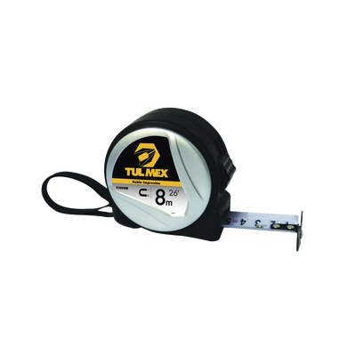 [93008M] Flexómetro Magnético(Cinta de Medir) de 8 metros, Graduada por Ambos Lados. Con Botón de Freno