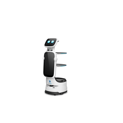 Robot de Servicio Dinerbot T11 / Navegación en Pasillos 49 cm (19.3 in) / 5 Sensores Visión Estereoscópica / VSLAM / IA Recogida Autónoma / Pantalla 18.5" / Chasis 6 Ruedas