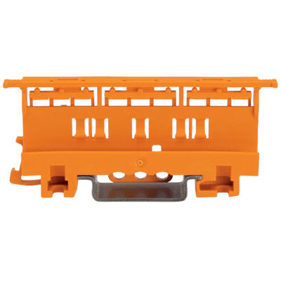 Portador de Montaje WAGO 221 Series, 4 mm², Montaje en Riel DIN-35 y por Tornillos, Color Naranja, Poliamida PA66 V0, 17.5 mm Ancho