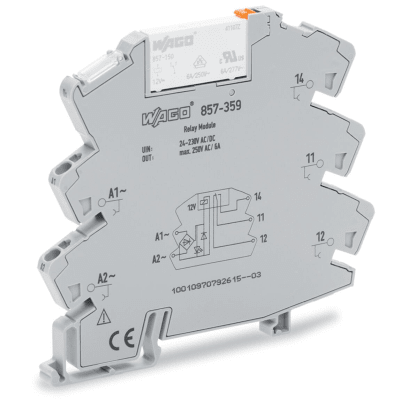 Módulo con Relé / 24-230V AC/DC / 1 Inversor / 6A Corriente Permanente / Push-in CAGE CLAMP® / LED Indicador / IP20 / Carril DIN-35