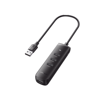 [10915] HUB USB-A 3.0 4 en 1 | 4 Puertos USB-A 3.0 (5Gbps) | Cable de 25 cm | Indicador Led | Ideal para Transferencia de Datos | Entrada USB-C para alimentar equipos de mayor consumo como discos duros | Color Negro.