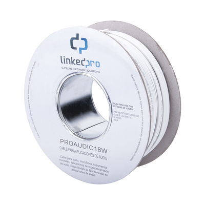 [PRO-AUDIO-18W] Bobina de 152 mts para Salidas de Audio como Bocinas / Calibre 18 en 2 Hilos / Color Blanco / Tipo CCA