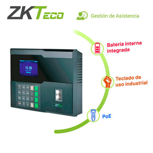 Control de asistencia checador zkteco in05/id adms biometrico silkid 3000huellas/10,000tarjetas125khz/100,000registros tcpip/poe /wifi/rs232/bateria interna **requiere licencia para biotime pro** 