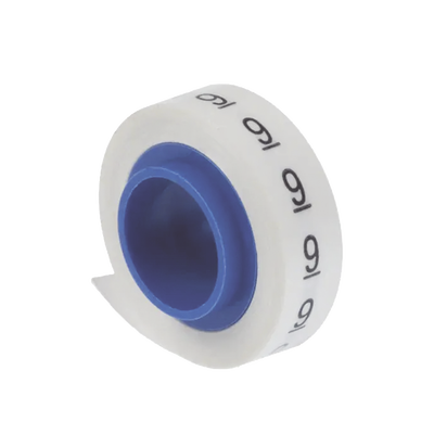 [PMDR-0-9] 10 Rollos de Etiquetas Marcadoras, Pre-Impresos con los Números 0-9, de 2.4 metros, Color Blanco